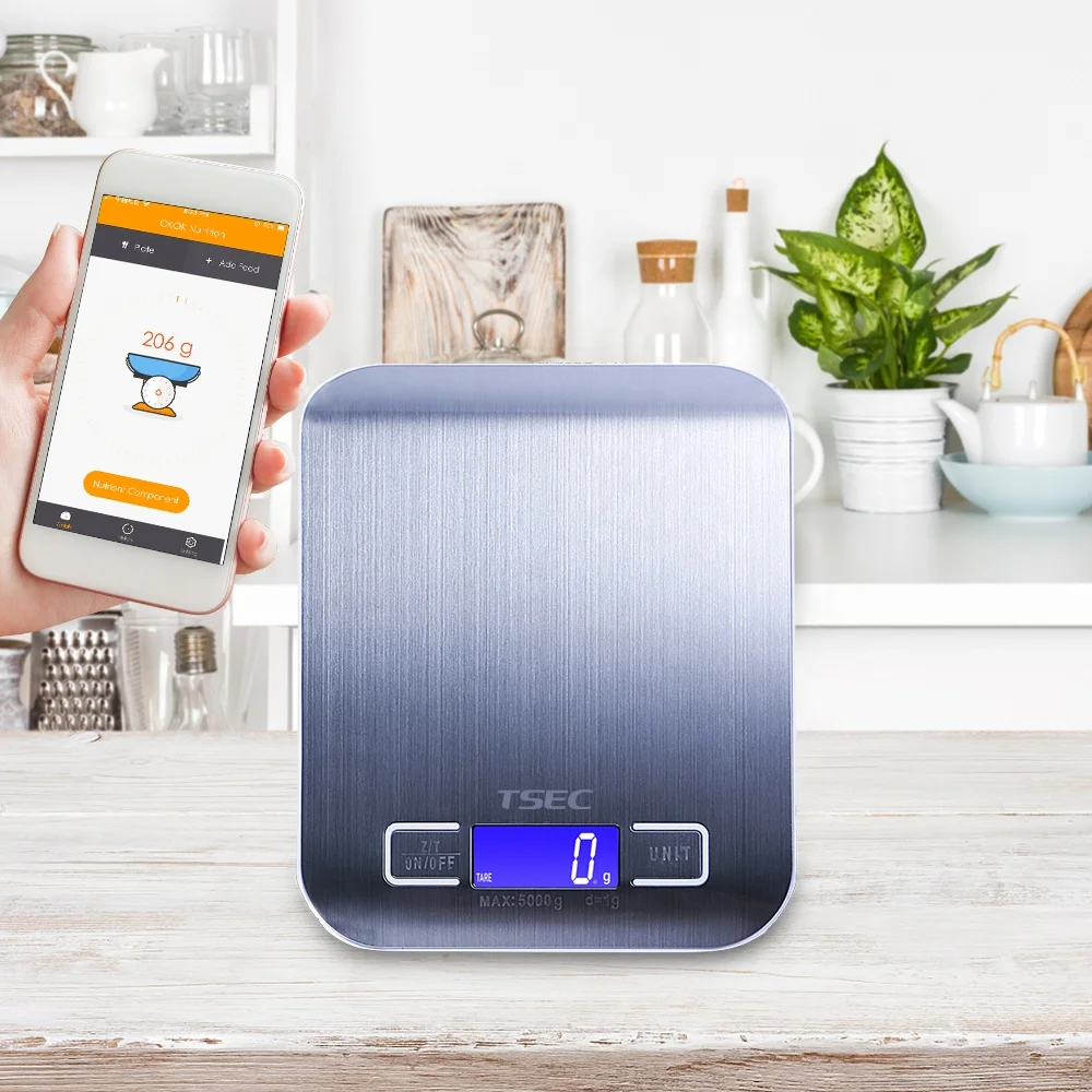 5kg Digital Food Kitchen Food Scale Hot Sale Factory OEM Stainless Steel Household Scales Digital Display Weight Measuring