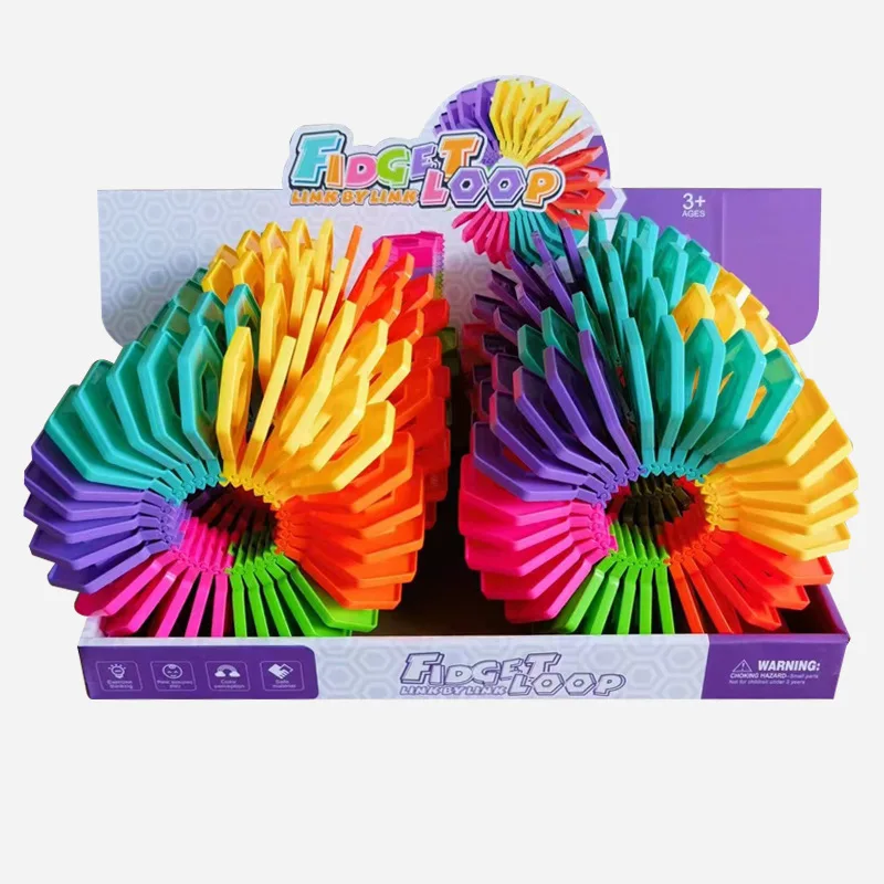 Rainbow novelty fidget loop toys link by link loop combine clip stress relief fidget toys for kids