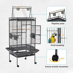 For Parrot Cockatiel Finch Pet House Rolling Stand Bird Cage Include Seed Guard