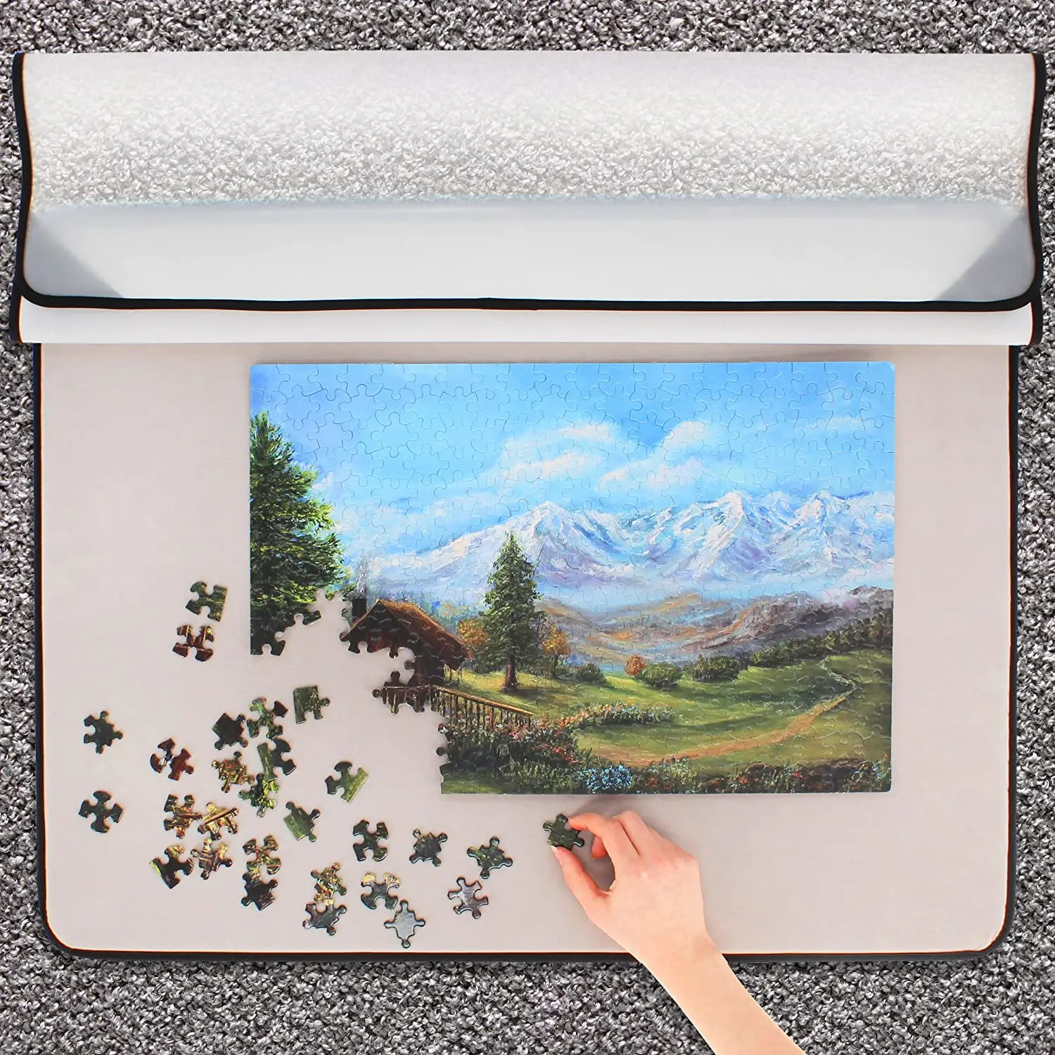 Jigsaw Puzzle Board Mat Table and Protective Cover, 31 x 23.6 in, Holds 1,000 Game Pieces