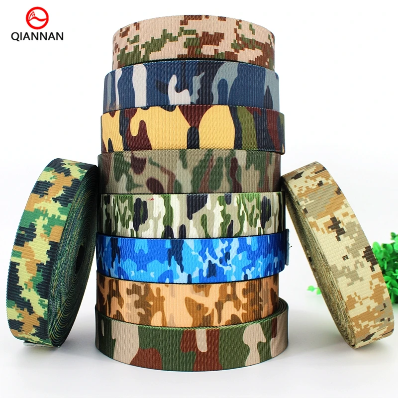 Custom Design High Quality Thickening 38mm Wide Printing Sublimation  Heat transfer Printing  Camouflage Polyester Nylon Webbing