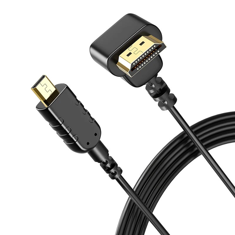 FOINNEX  hdmi 90 degree to Micro hdmi  Type A to Type D hdmi cable Ultra Slim  4K Gold Plated OD2.5mm Cable
