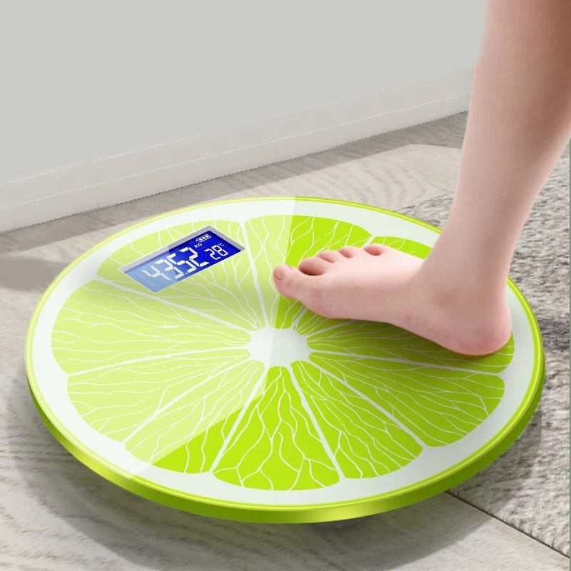 household cartoon glass lemon pattern electronic180kg 360lb body personal bathroom scale
