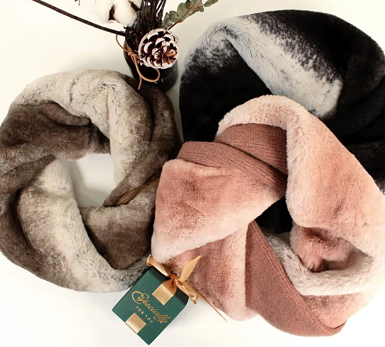 Меховой воротник с отделкой из искусственного меха; Меховой воротник; Теплый шарф