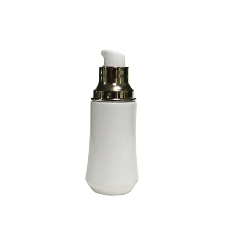 Square 120ml Threaded opal white Ceramics Essential Oil Bottle white porcelain lotion bottle with pump spray cap