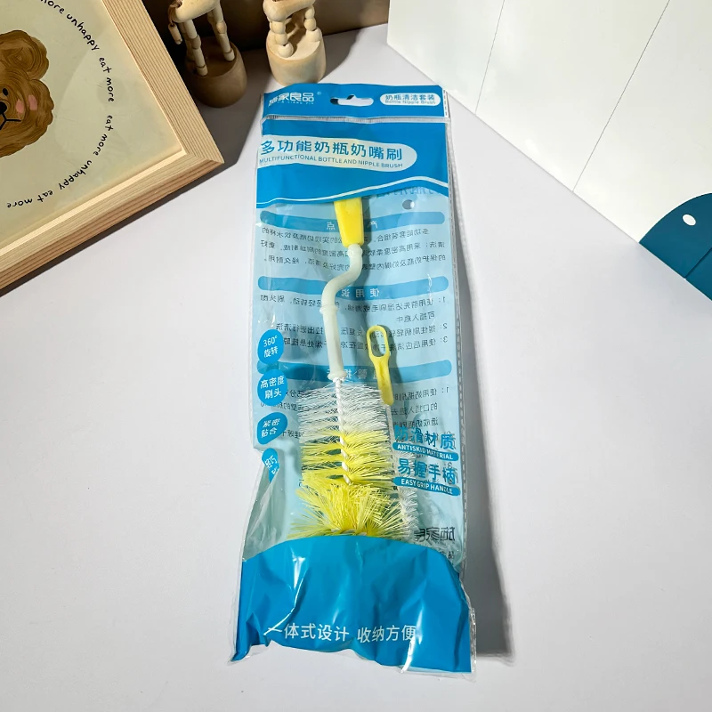 Factory supplier Safe Material 360 Degree Rotatable Handle Baby Bottle Brush Pacifier Brush Set