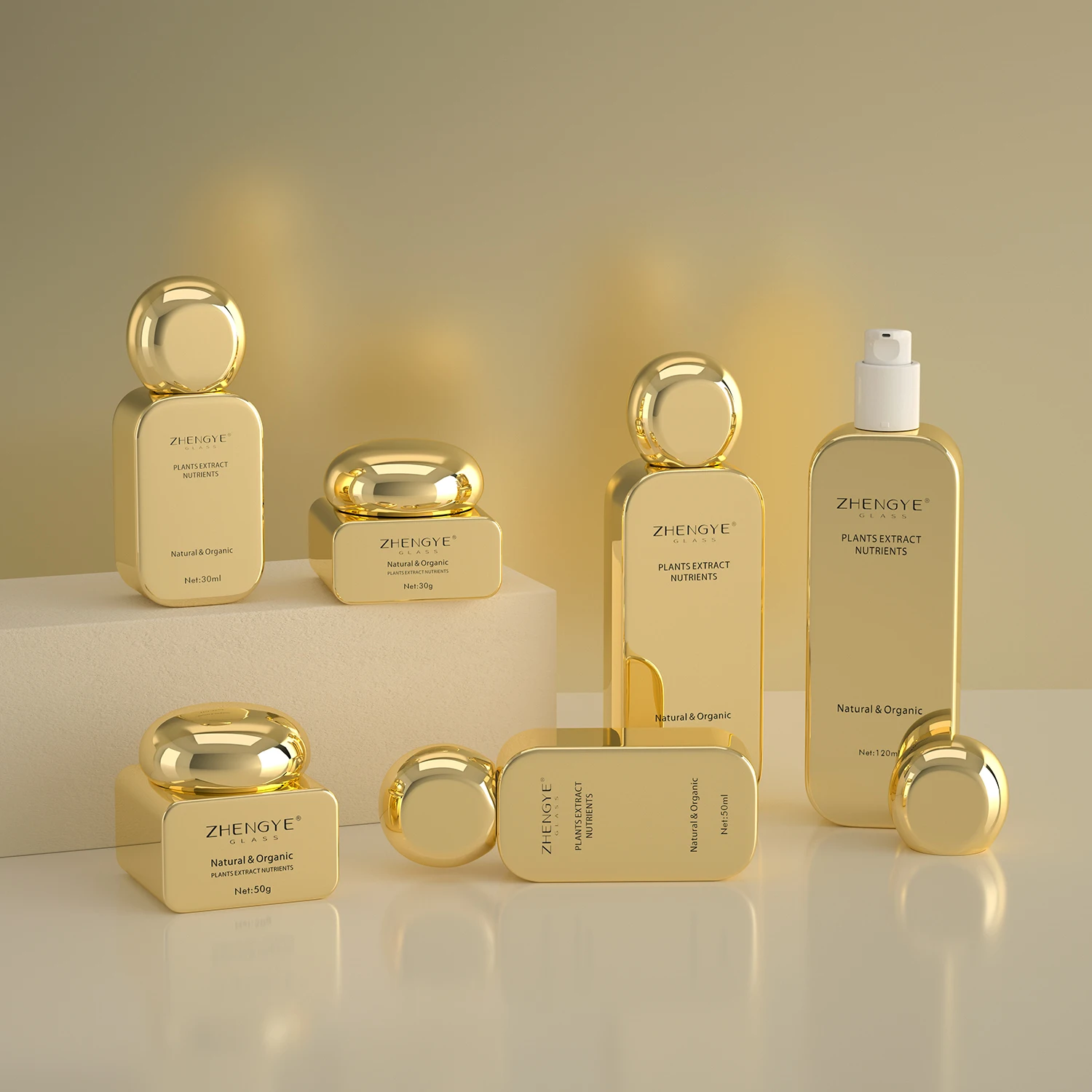 30g 50g 30ml 50ml 100ml 120ml Custom Design Luxury Container Serum Oil Cream Lotion Cosmetic Packaging Glass Bottle And Jar Set