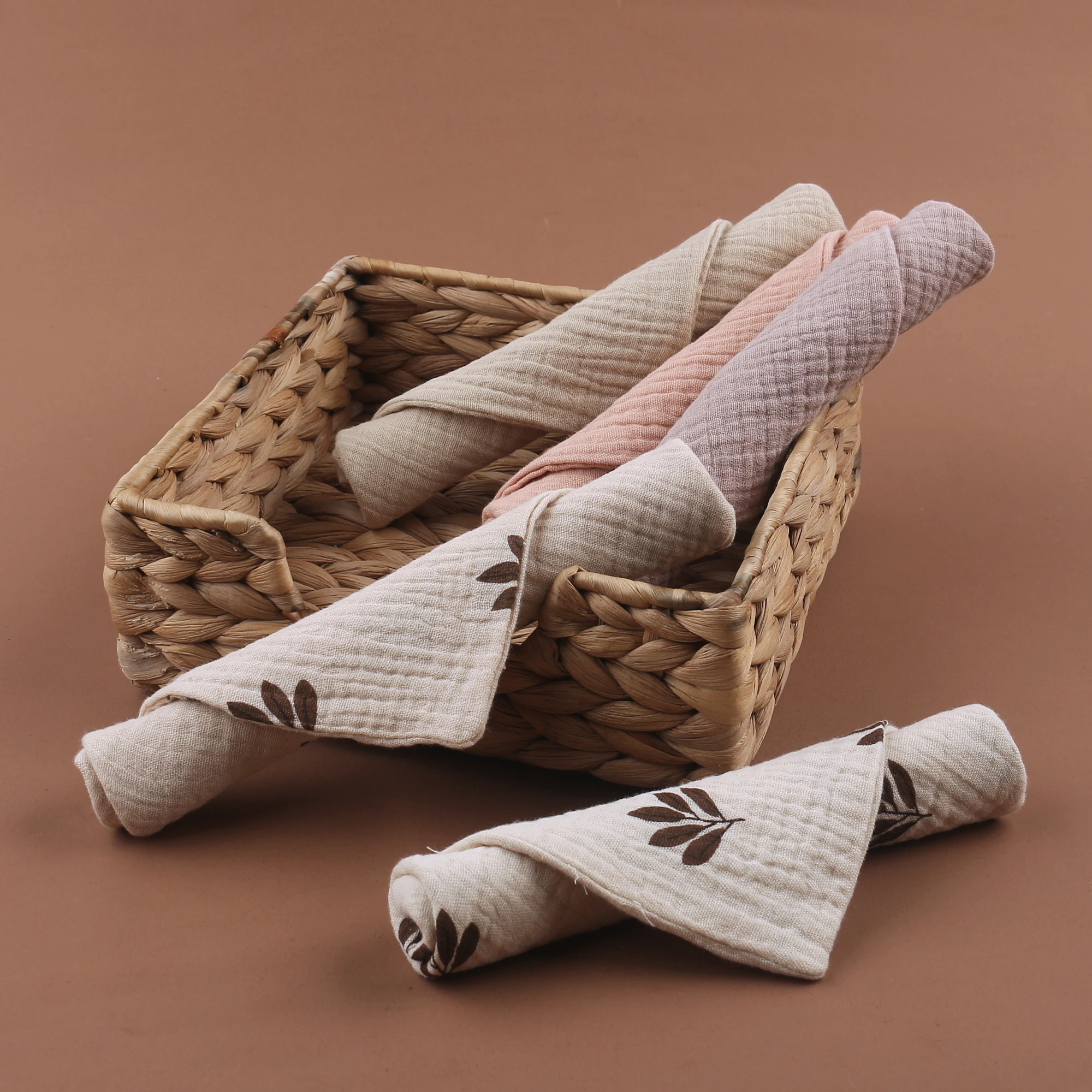 New 100% Organic Cotton Six-Layer Gauze Square Towel Muslin Face Cloth Handkerchief Baby Washcloth for Children