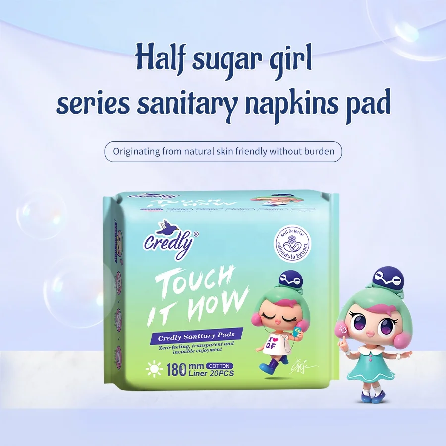 Factory direct price wholesale Ultra soft 100% Cotton Menstrual Pads Women Wearing Sanitary Napkins