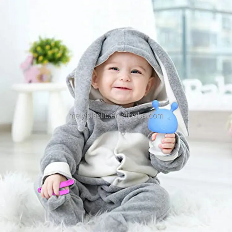 100% Food Grade Baby Teether Rattle Toy Newborn Molar Teether Toy Music Mushroom Teether Toy