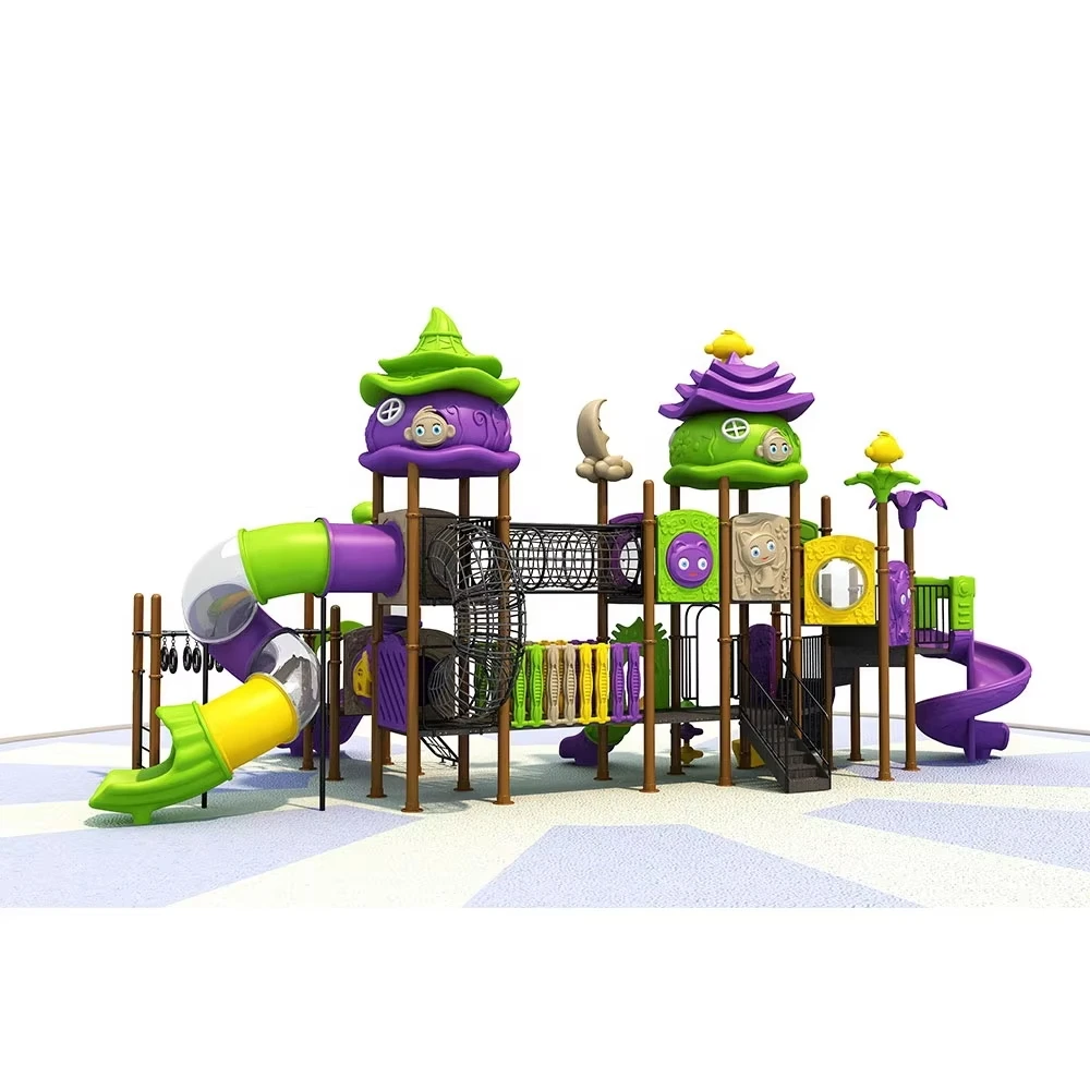 114 Pipes Kids Slides Tall Plastic Forest Outdoor Vertical Playground House Tower Equipment With Swing for Enthusiastic Play