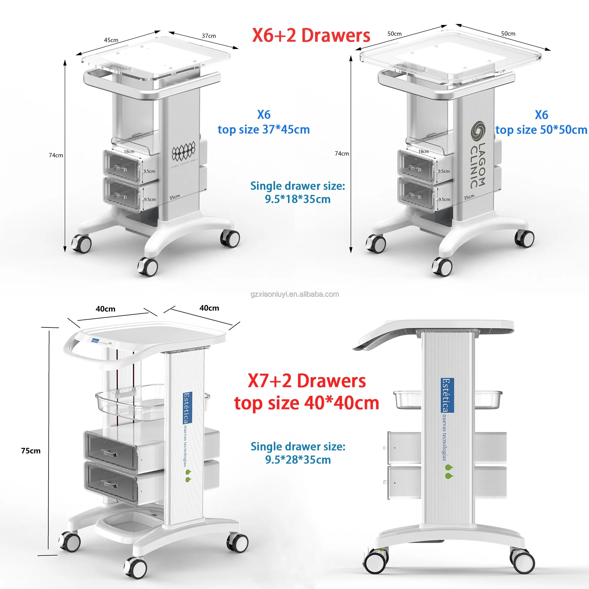 Wholesale White Black Beauty Salon Trolley Hand Cart auxiliary cart for spa equipment spa cavitation machine trolly cart