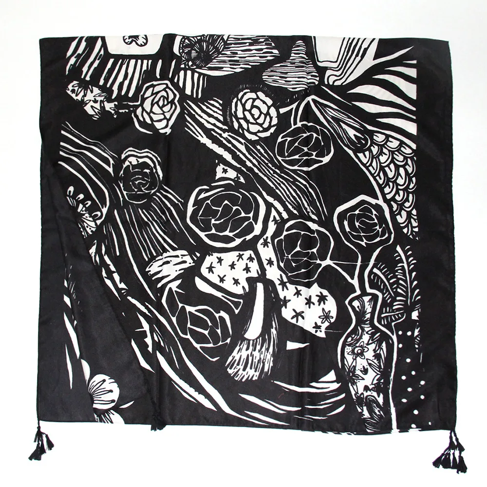 Spring Autumn Printed Scarf Twill Travel Sunscreen Gauze Fringed Dubai Prayer Polyester Cotton Shawl Christian