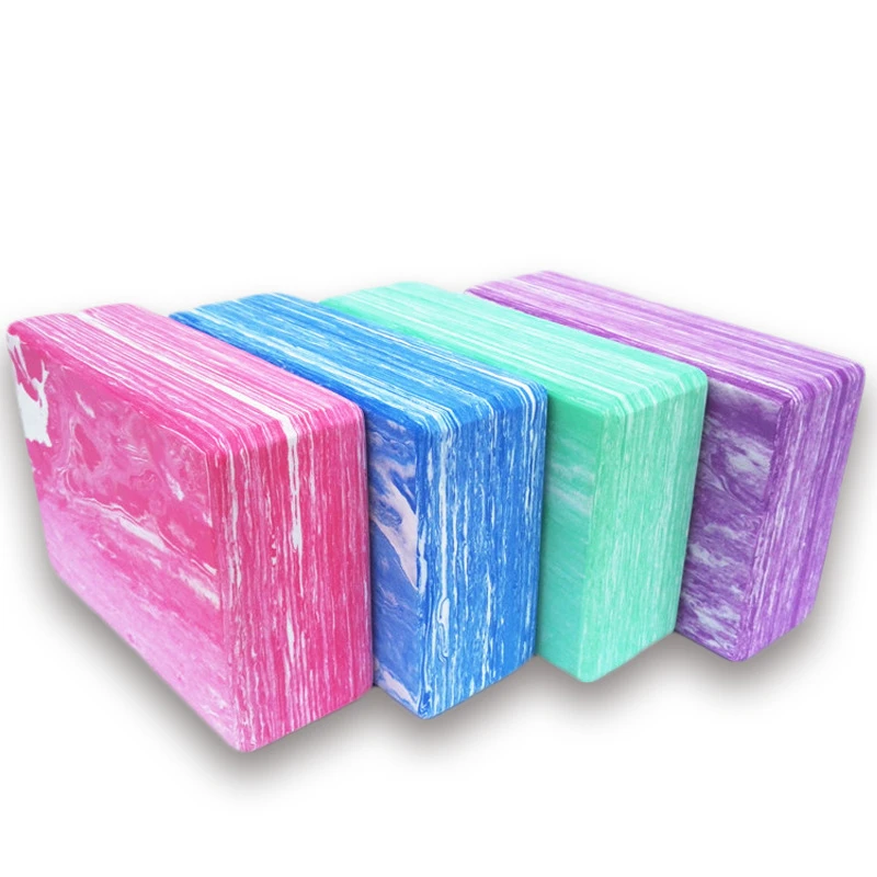 Best selling organic material yoga blocks with strap custom logo  fitness gym EVA foam marble yoga blocks