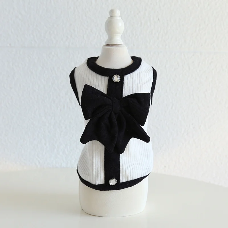 Mesh Printed T Shirts Cotton Vest Pleated Dress Puppy Clothes Summer Shirts Cute Girl Boy Tops Soft Pet Apparel