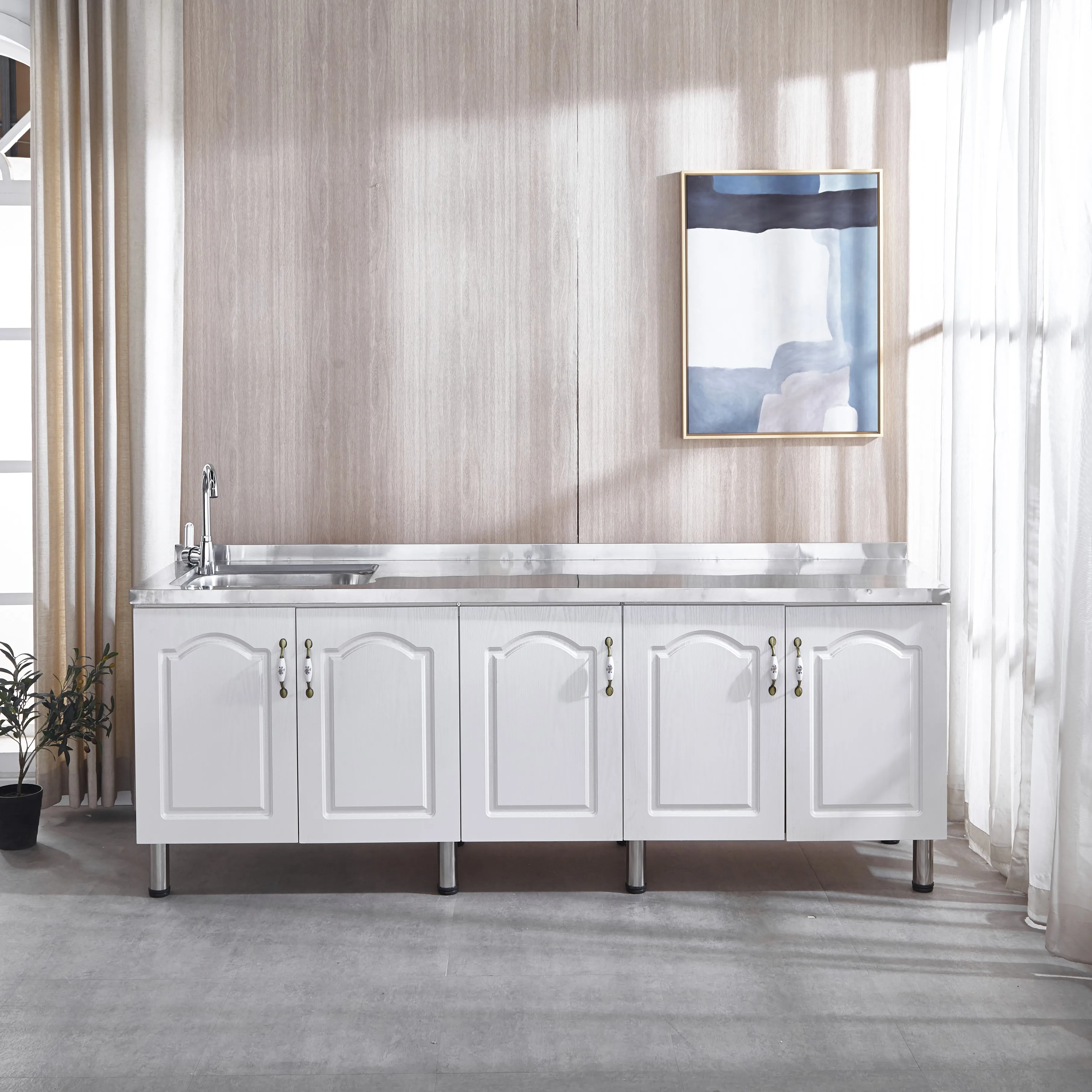 
Wood & stainless basin Kitchen cabinet or furniture Fast loading kitchen cabinet 