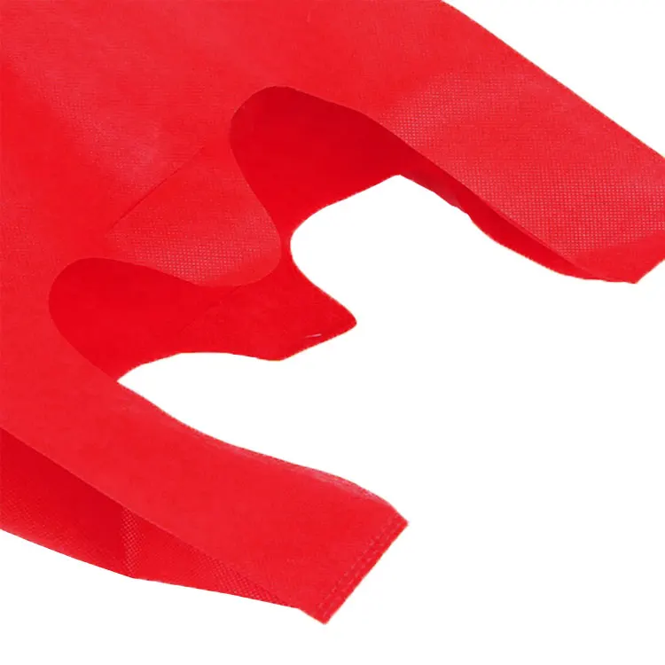 Customize cheap non woven vest shopping bags disposable non woven fabric bag nonwoven recyclable vest carrier bag