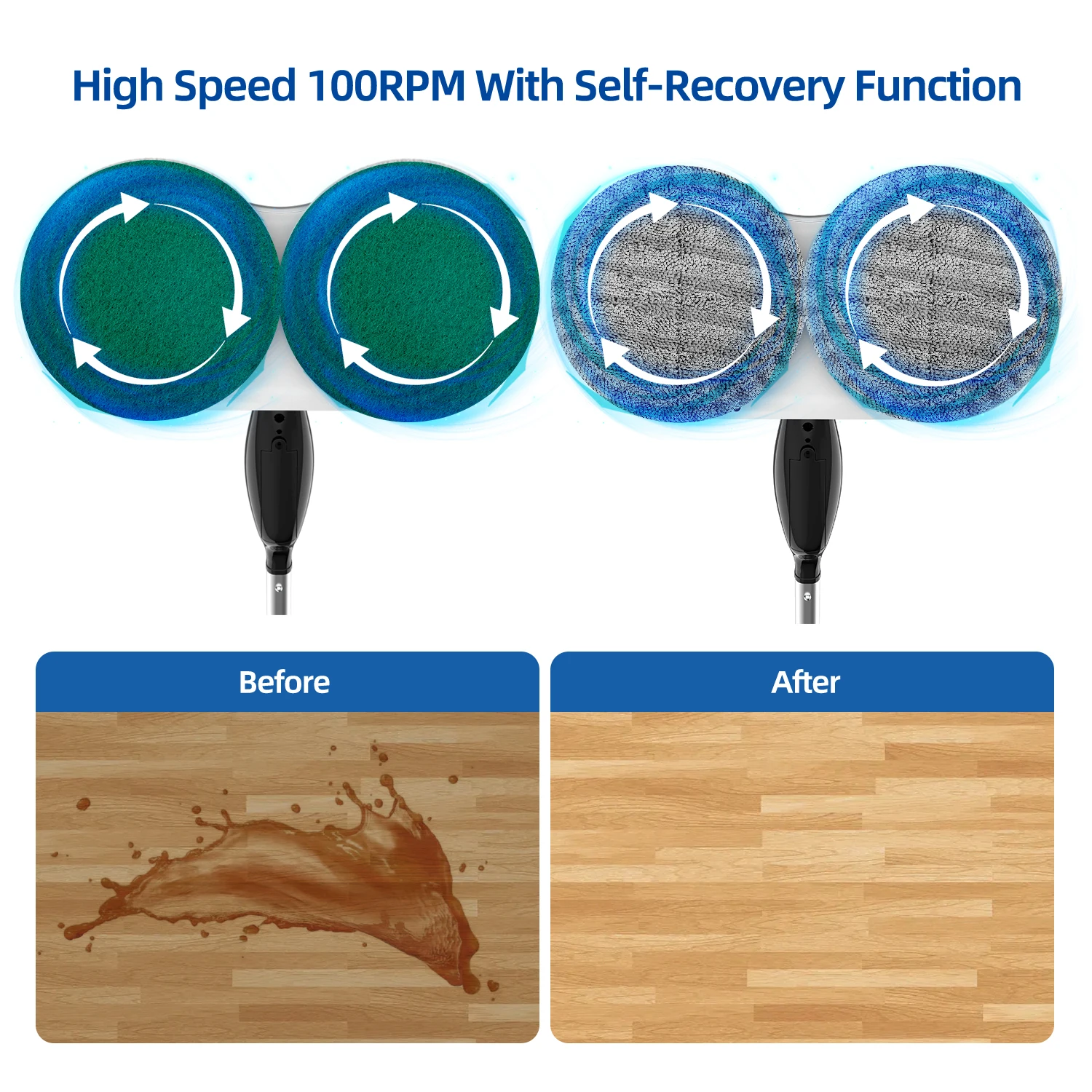 Electric Mop for Floor Cleaning, As Seen On TV, Cordless Spin Mopper Motorised Mops for Hardwood Tile Laminate Floor Daily Light