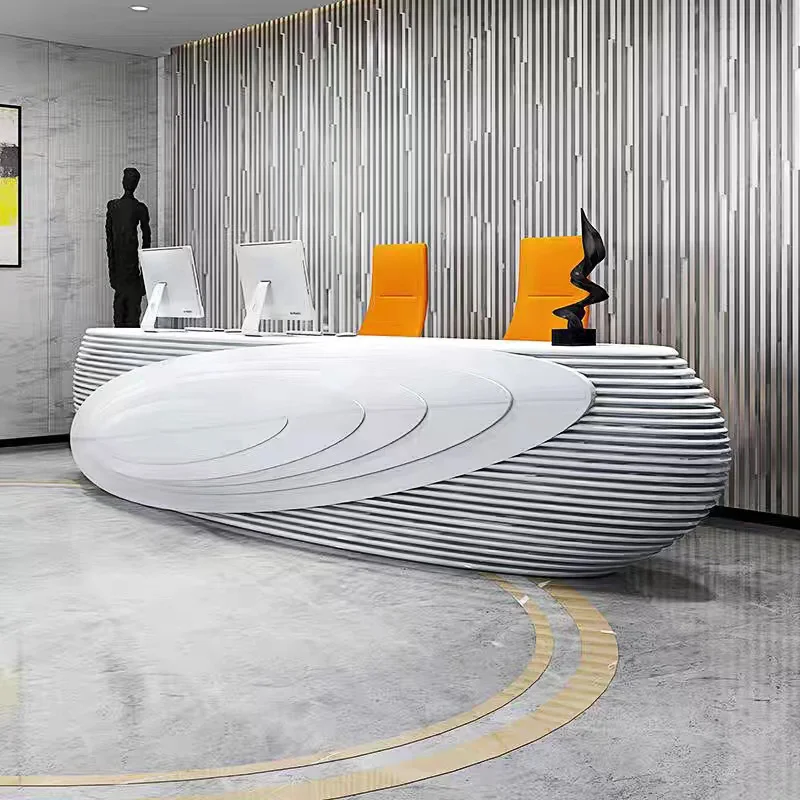 Office Furniture Arc Shape Counter Front Desk Beauty Salon Modern White Reception Desks High Quality Modern Front Counter