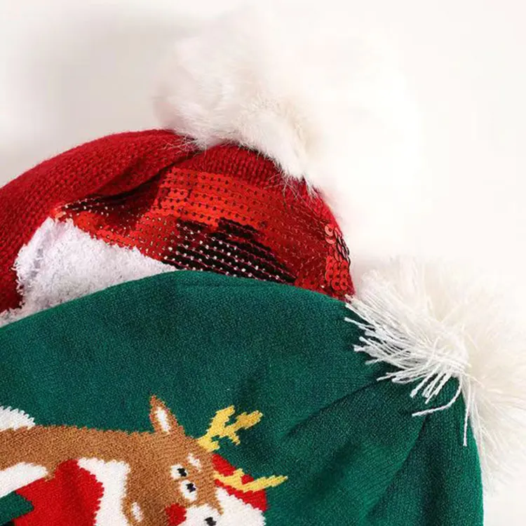 Christmas decoration supplies Wholesale new styles festival Beanie Pom Christmas Hats Hot Sale children gifts for santa hats