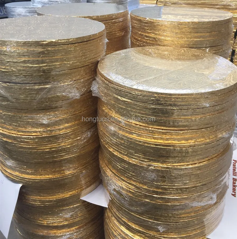 Round And Square Golden Foil Corrugated Cake Boards Cakes Drums