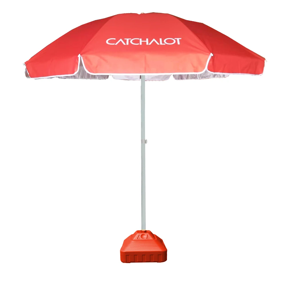 Wholesale Windproof Fiberglass Beach Umbrella Silver Coated Steerable Shaft Sun Umbrella Beach Garden Parasol