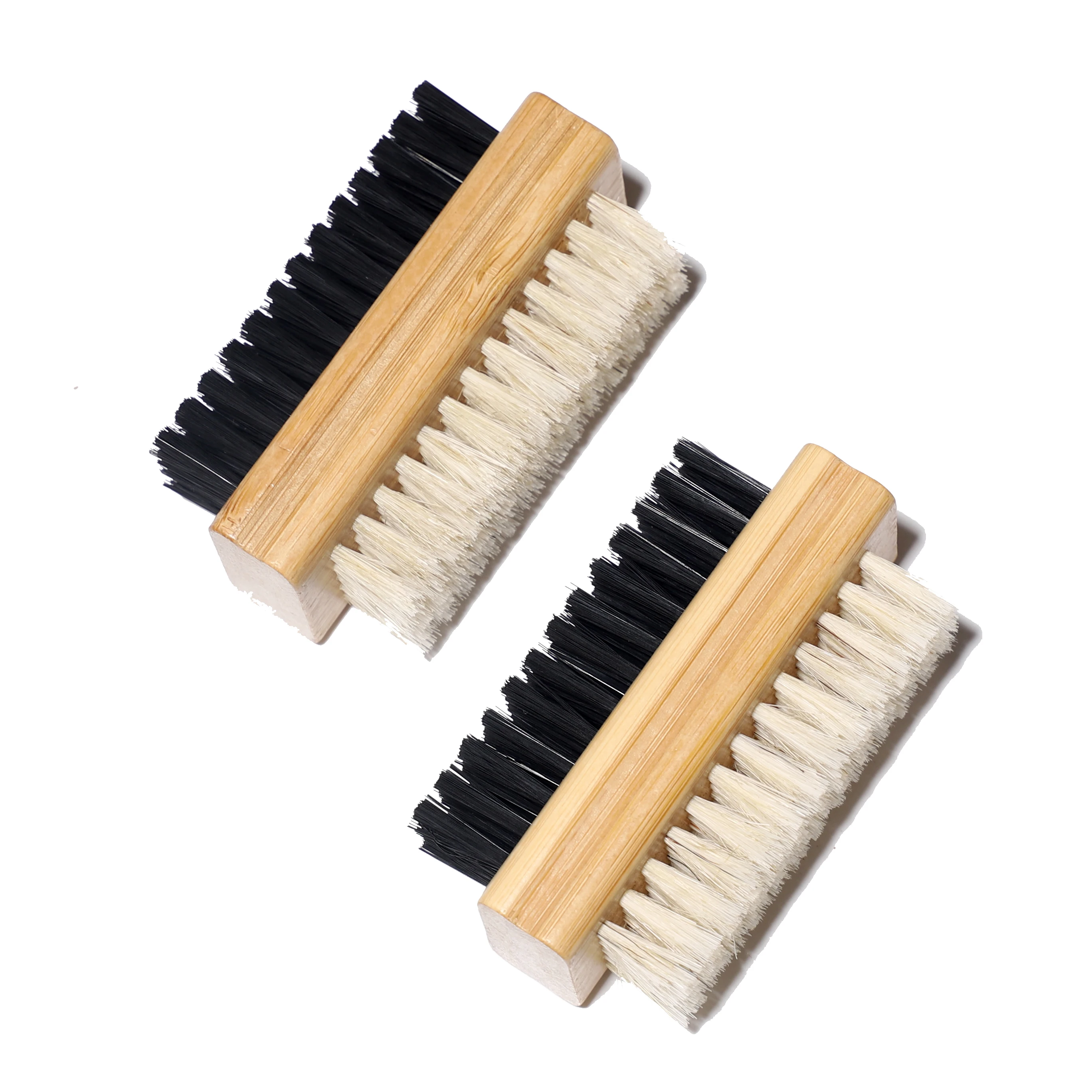 Популярная модная щетка для чистки обуви Amazon из натуральной бамбуковой двухсторонней нейлоновой щетины, щетка для ухода за обувью