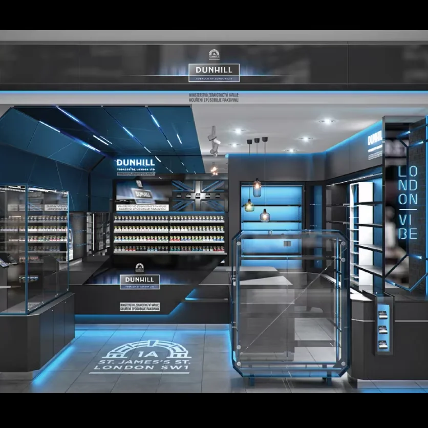 Smoke Shop Glass Showcase Interior Design Tobacco Shop High Quality Display Cabinet