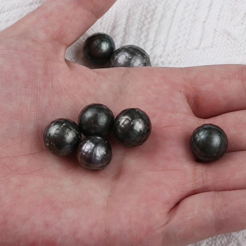 13-17mm Natural Carved Seawater Black Tahitian Loose Pearl For Sale