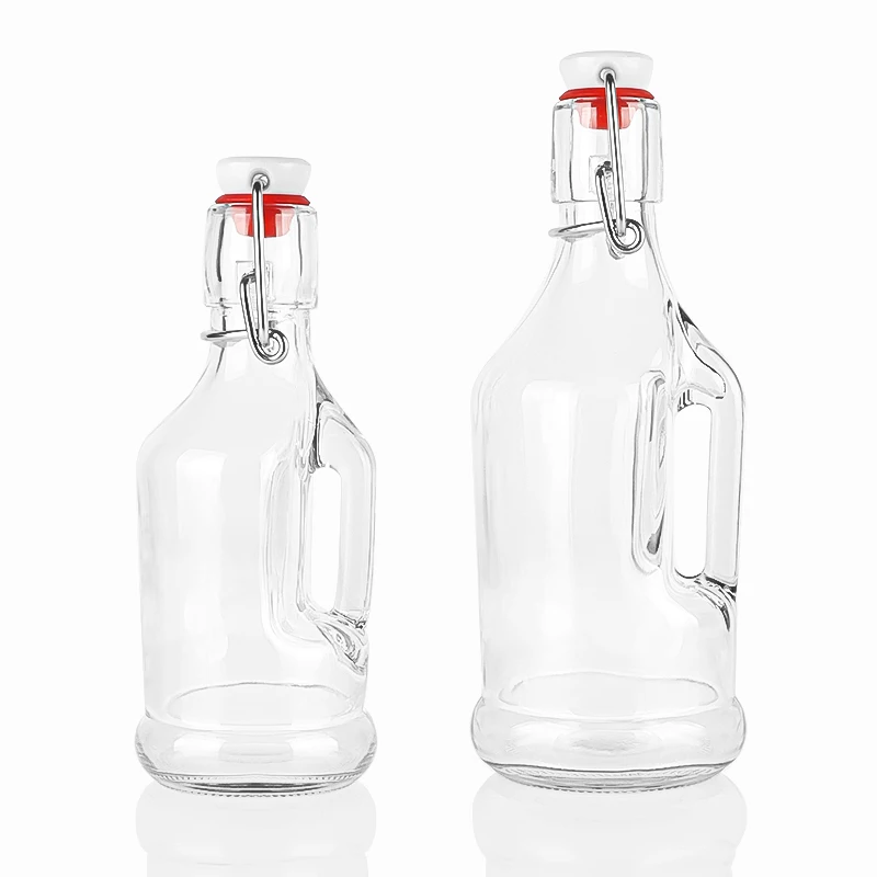 200ml 350ml glass fermentation bottles glass swing top bottles for beverages with handle for sale