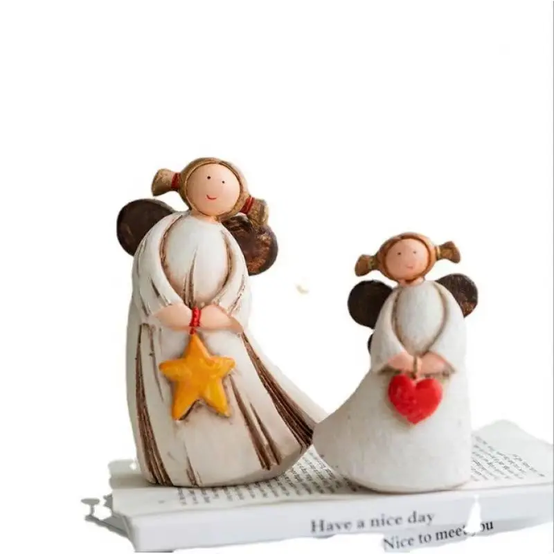 Custom Logo Resin Praying Angel Sculpture Figurine for Gifts Home Decoration Angel Statue Hand Painted European Style
