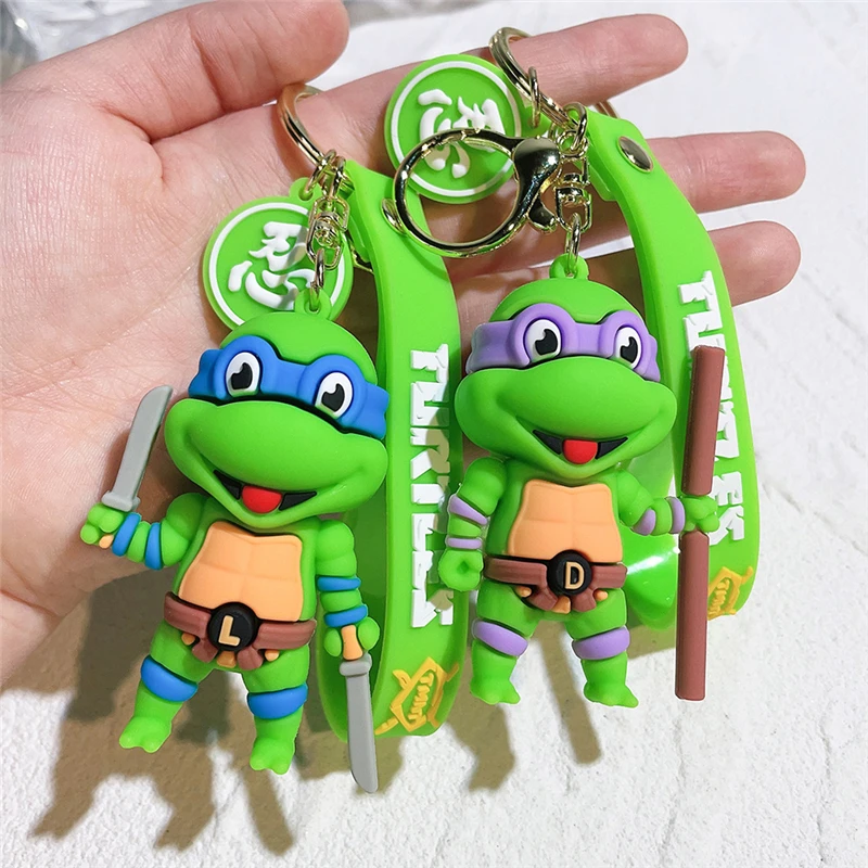 Wholesale PVC Key chain Cartoon Character Green Turtle Anime Keychain Creative Silicone Character Keychain Pendant
