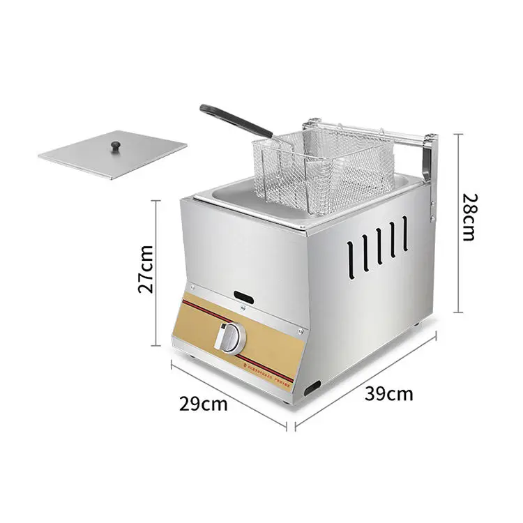 small business 1 tank Chicken gas deep fryer chips deep gas burner fryer machine commercial stainless steel fryer temp control