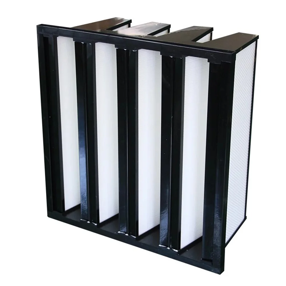 F7 F8 F9 H10 V Bank Filter High-Efficiency Plastic Frame Mini Pleat Air Filter V bank HEPA Air Filter HVAC System