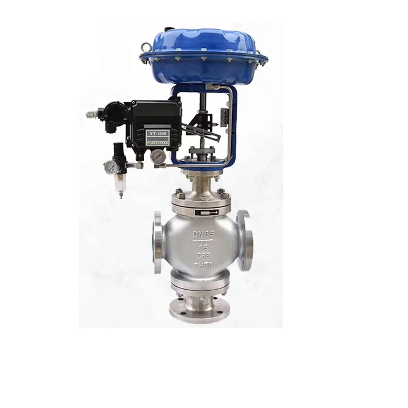 4-20mA Pneumatic Control Valve Modulating Valve Pneumatic Diaphragm Three Way Regulating Valve With Positioner