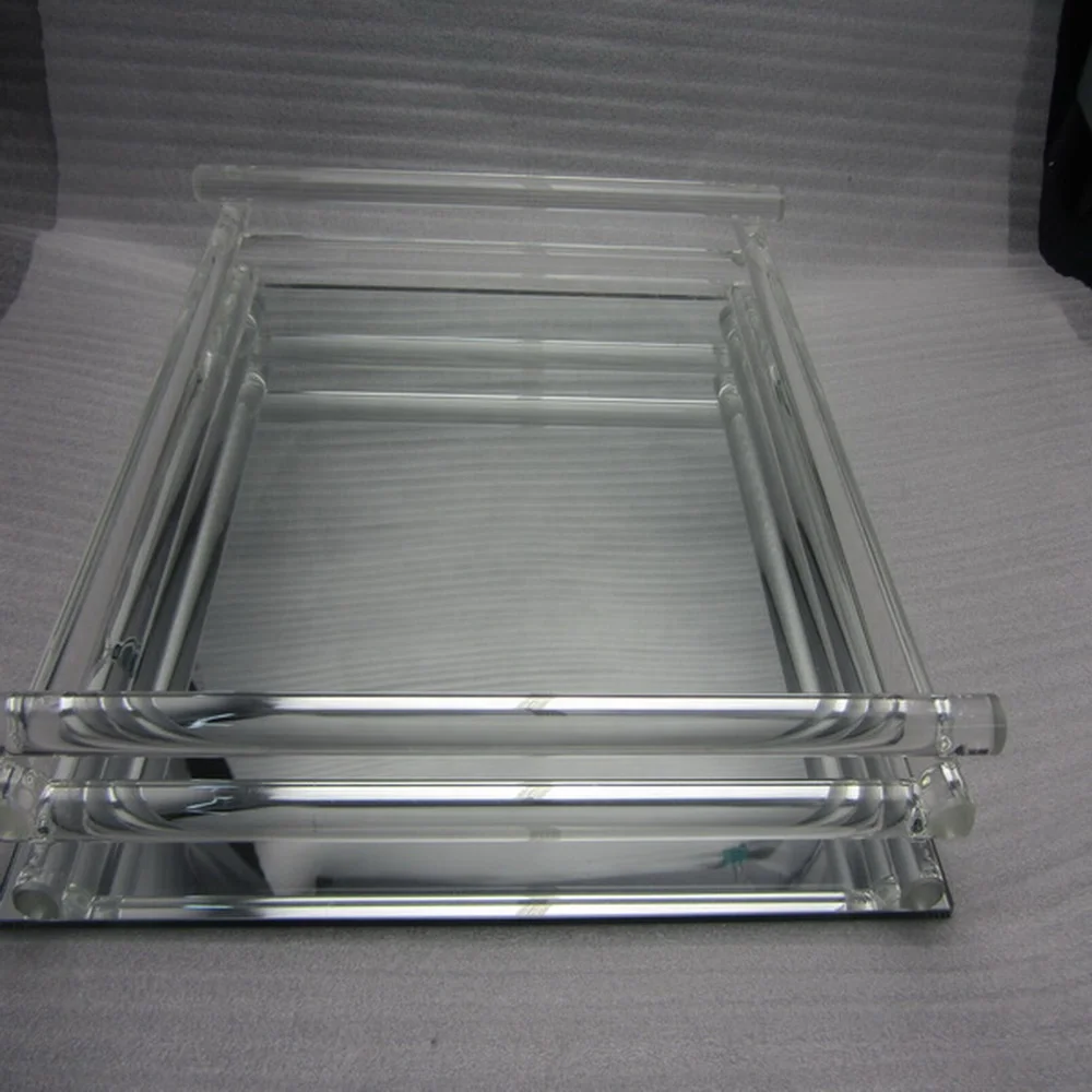 wholesale glass platter with mirror made in China