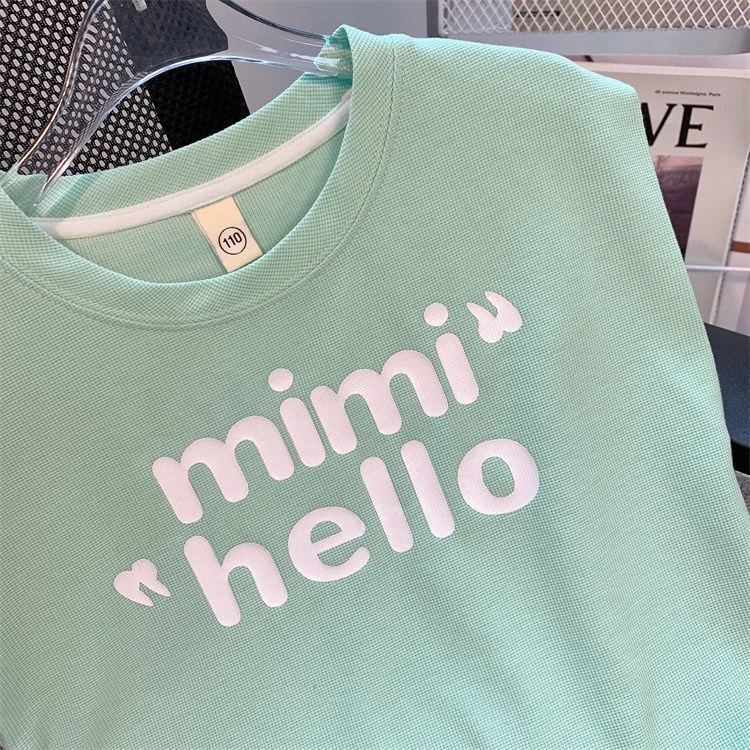Ms-162 2025 Summer Girl Outfits Letter Tshirt+Shorts Girls Clothing Sets 8 to 9 Years Old Kids Clothing Sets for Girls Children