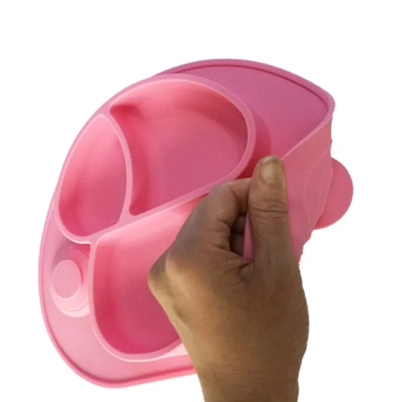 Heat resistant oval silicone mini baby suction placemat plate