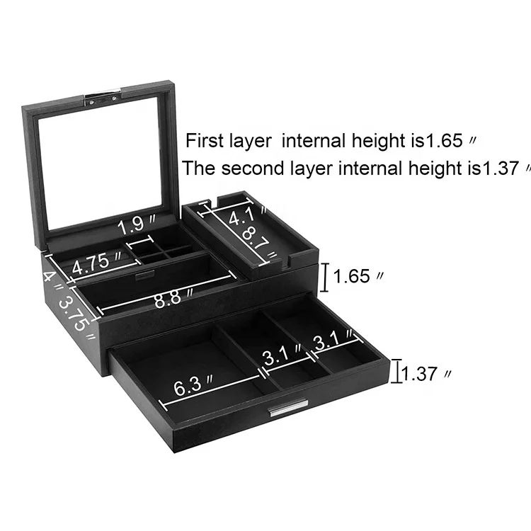 antique custom wholesale luxury leather man watch cufflink box personalised catchall tray for men accessories organizer