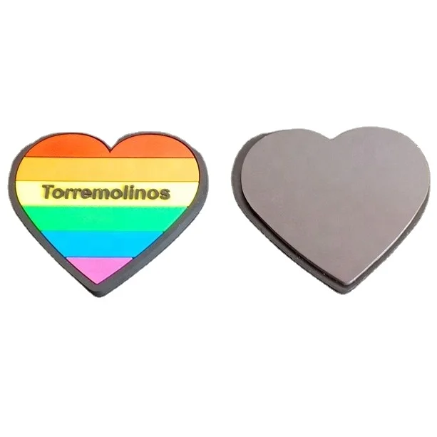 soft PVC rubber heart shaped rainbow color refrigerator magnet (62423074117)