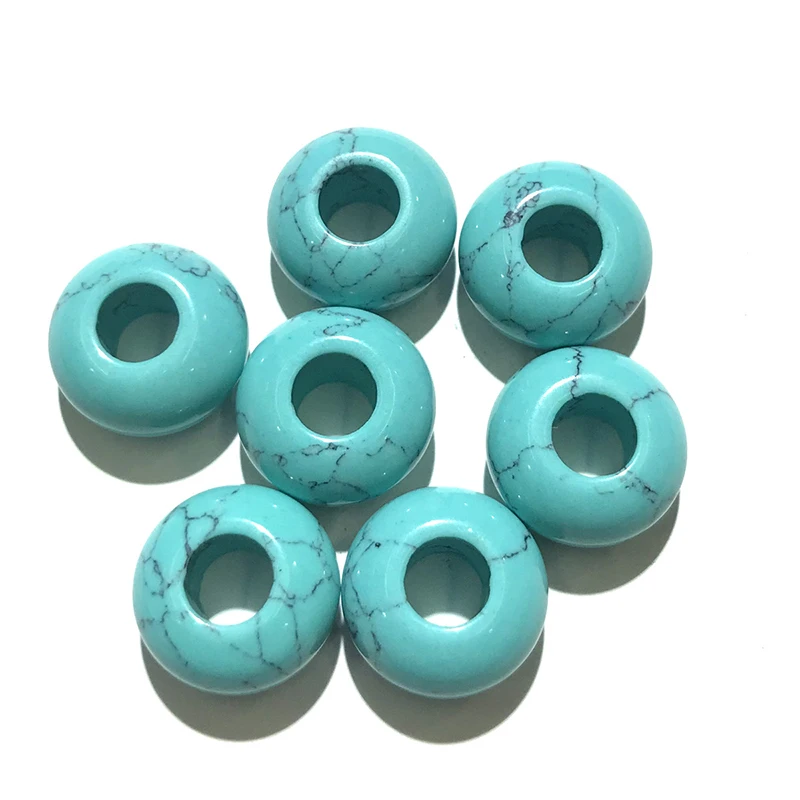 Wholesale 8mm 14mm Carnelian Howlite Jade Rondelle Large Hole Gemstone Beads, Big Hole Stone Beads for Jewelry Making 4-12mm