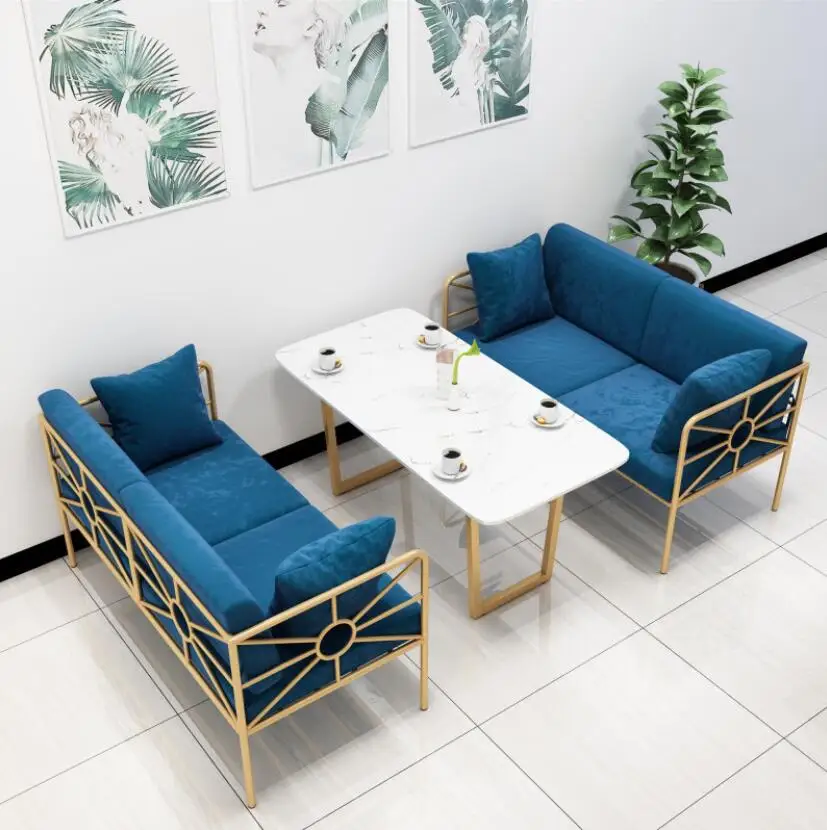 Italian Western restaurant sofa set two seater leisure iron bar sofa coffee shop milk tea shop table and chair combination