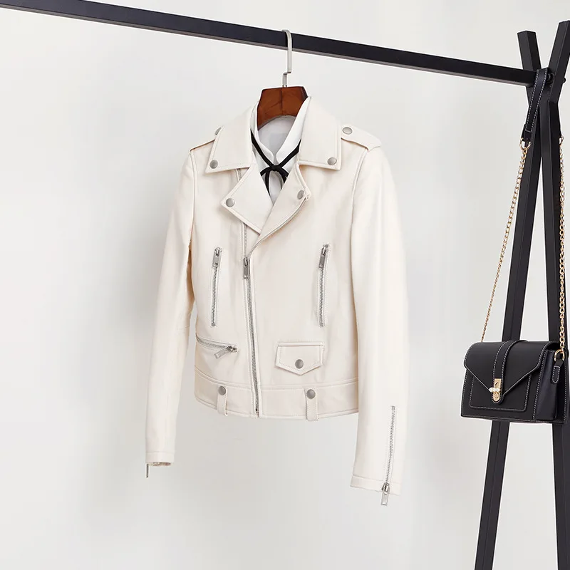 
Latest Design 2021autumn/winter hot sale real leather women clothing,high-end leather coat 