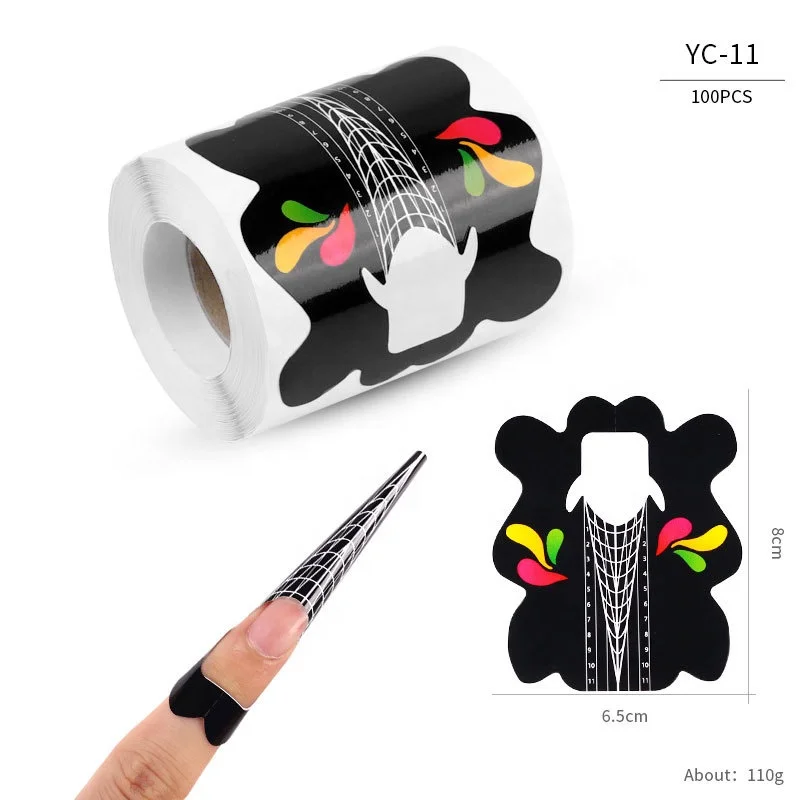 Wholesale nails form for extension acrylic UV gel manicure tool 100pcs/roll plastic extension guide sticker