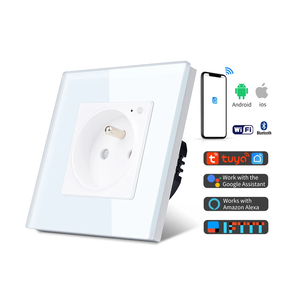 Tawoia Tuya Smart Wi-Fi Разъем питания тарелка из закаленного стекла с рисунком огнезащитные розетки класса люкс на выходе интеллигентая (ый) приложение Smart Life