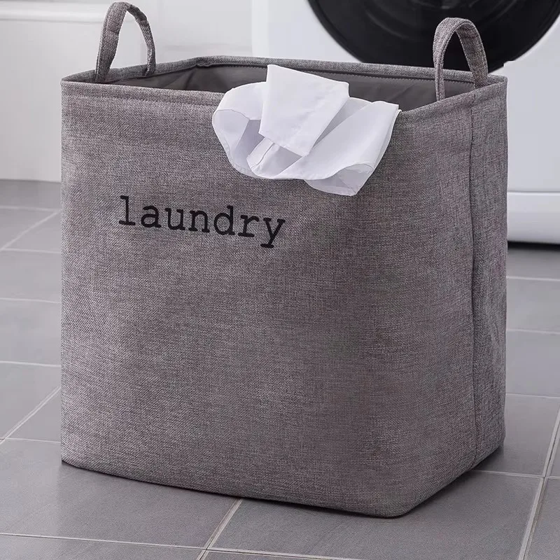 Large Foldable Laundry Basket Laundry Storage Organizer Bag Cotton Bedroom Storage Bag Hamper Dirty Clothes Basket with Handle