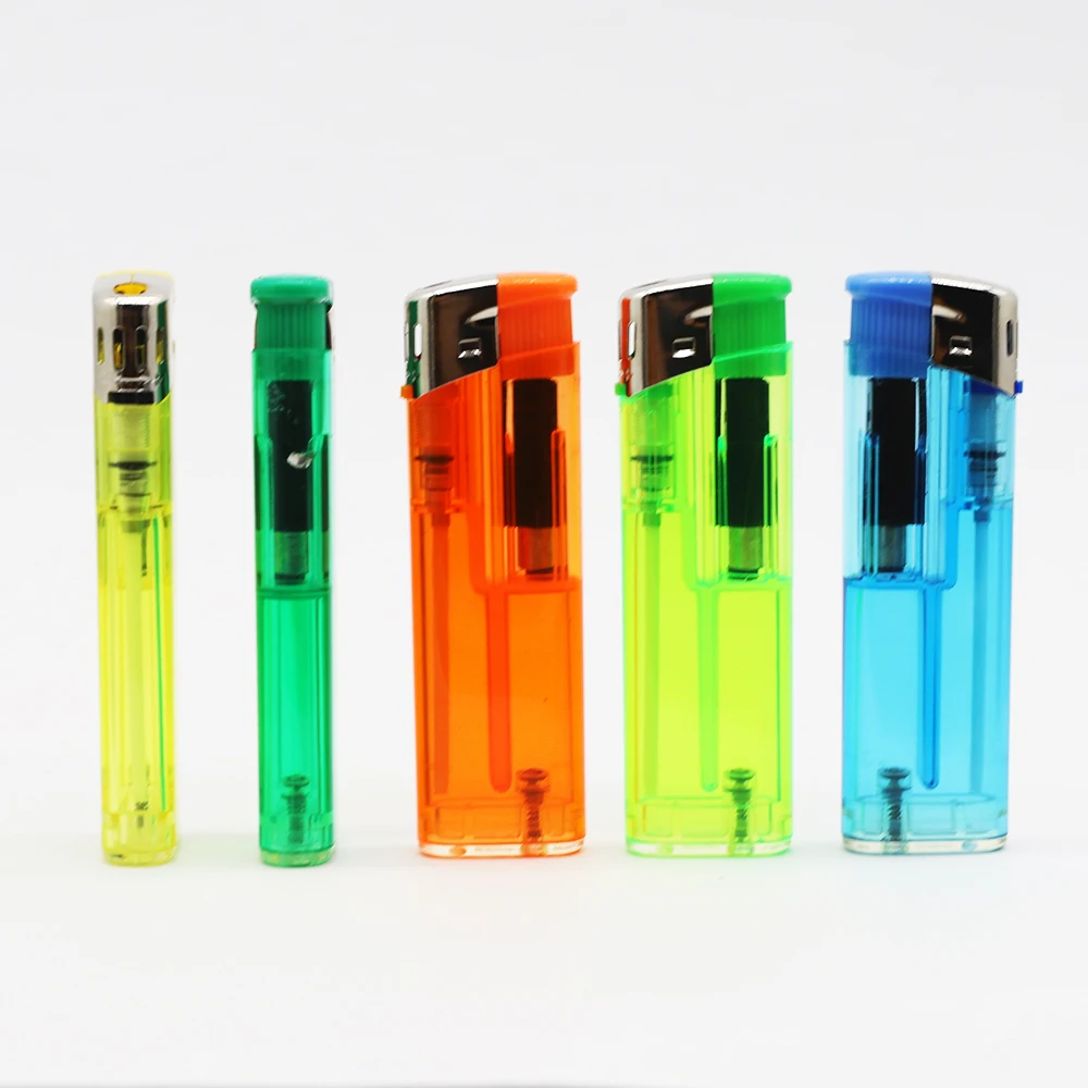 M6090 Ordinary Lighter Solid Color Transparent Plastic Lighter