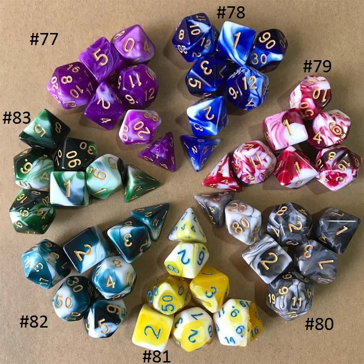 7pcs/set Dice Gift Set Tabletop Roleplaying PRTG Games Resin Polyhedral DND Dice