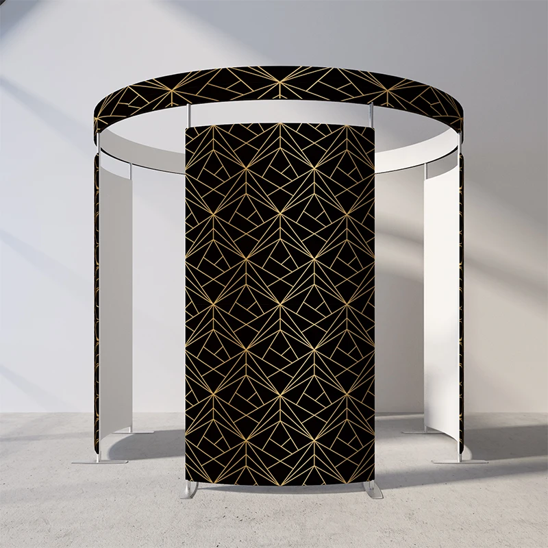 2024  Romans New Vogue Tension Fabric Led Video  Green Screen Custom Stand Circular Sequin 360 Photo Booth Enclosure Backdrop