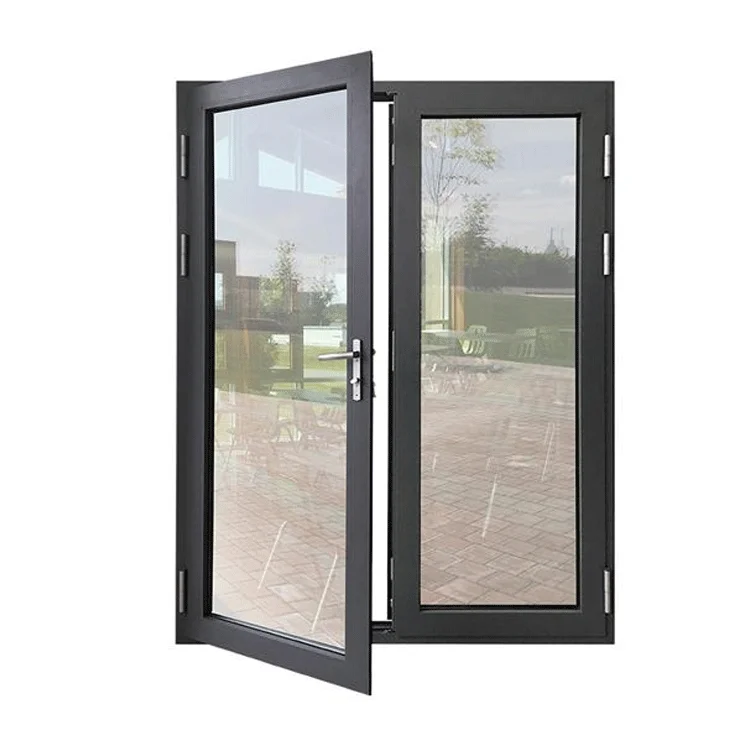 Aluminum Modern Double Casement Front Entrance Door Aluminium Glass Bathroom Swing Doors